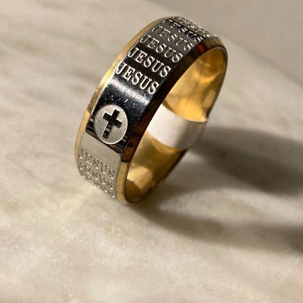 stainless steel ring 12 religious jesus cross